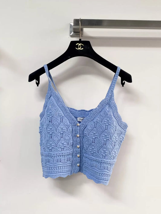 26ss Patterned openwork knitted vest