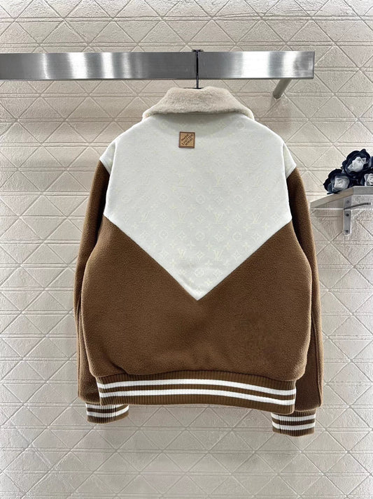 Printed Color-Blocked Down Jacket