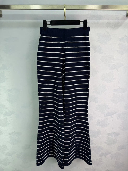 Striped Knit Flared Pants