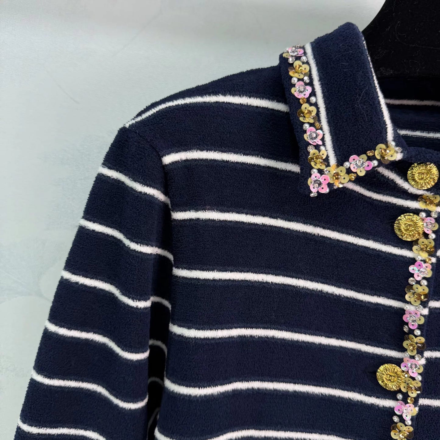 Navy-style striped coat