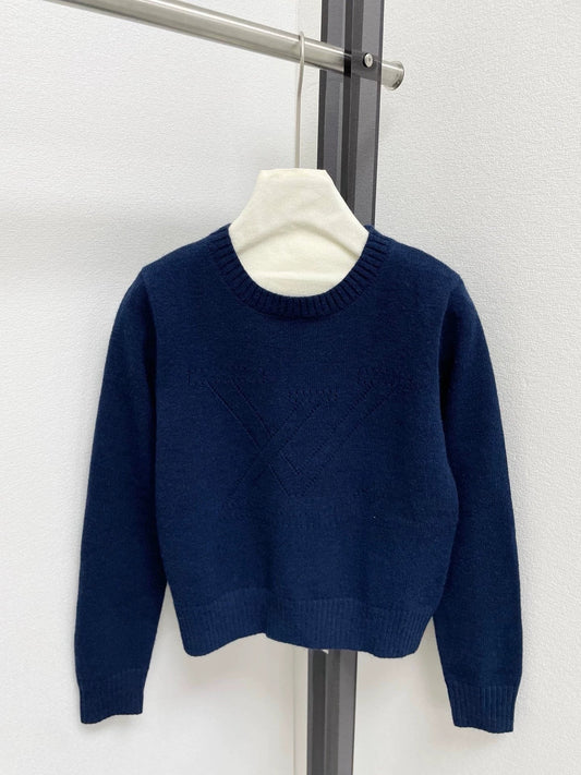 25fw Hollow letter pit striped sweater