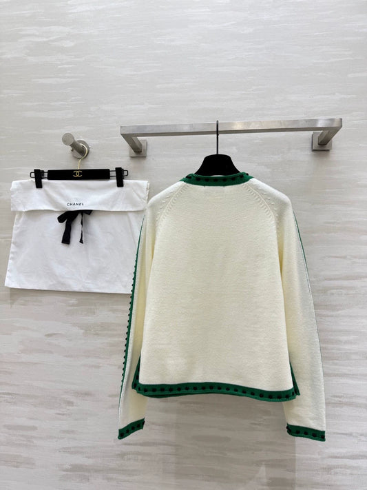 Green cashmere patchwork sweater