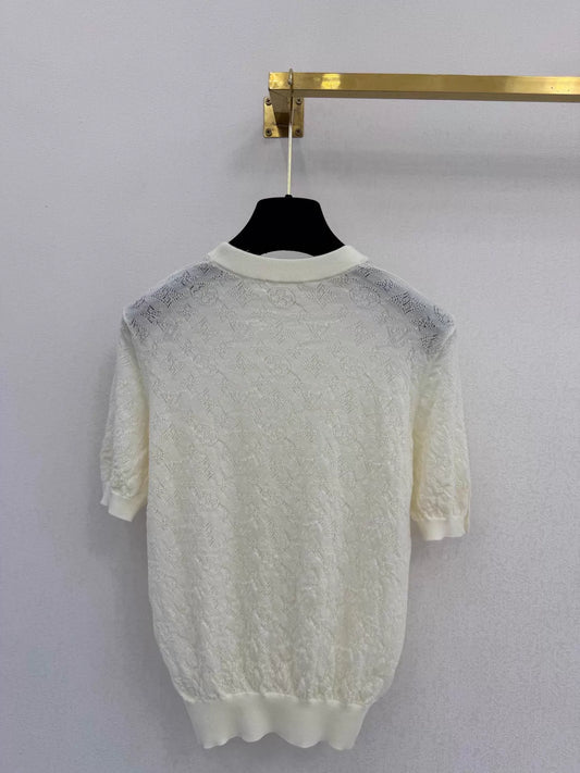 26ss Hollow-out logo knit short sleeve
