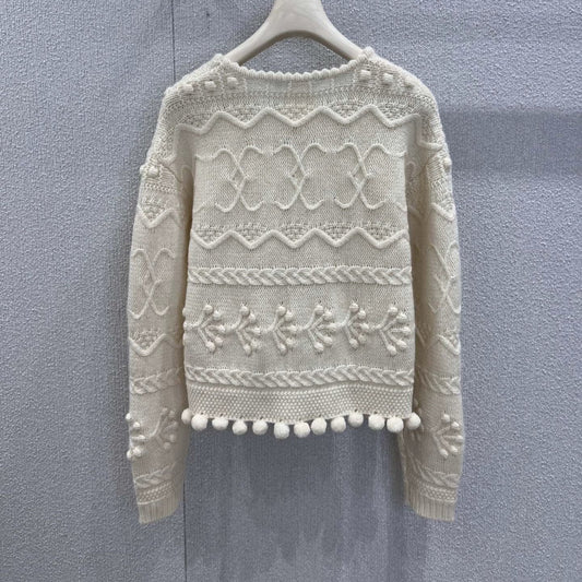 Hook flower round neck sweater