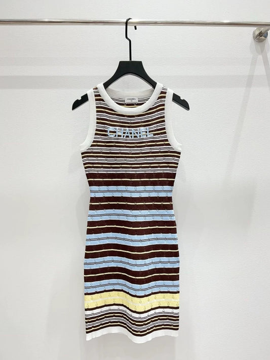 26ss Striped letter vest dress