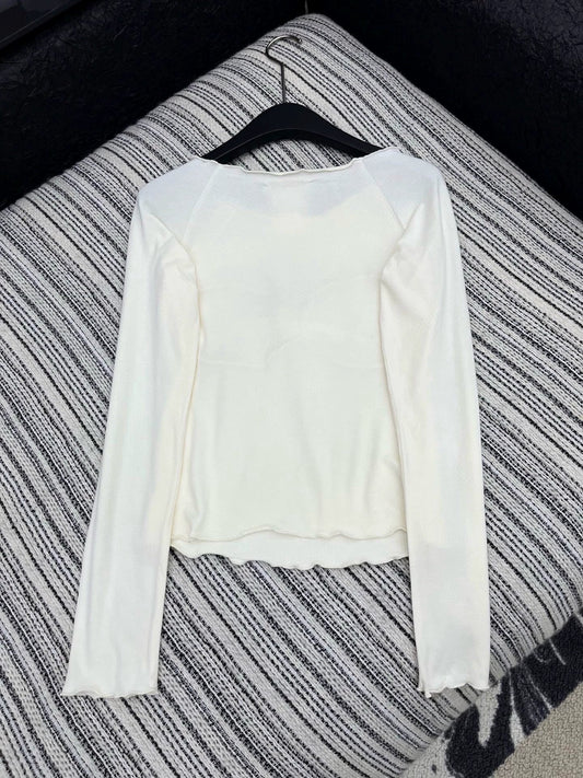 Pearl decoration versatile base shirt