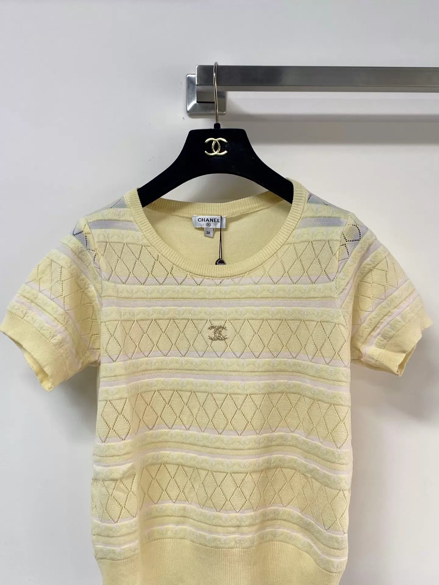 26ss Hollow-out logo short-sleeved shirt
