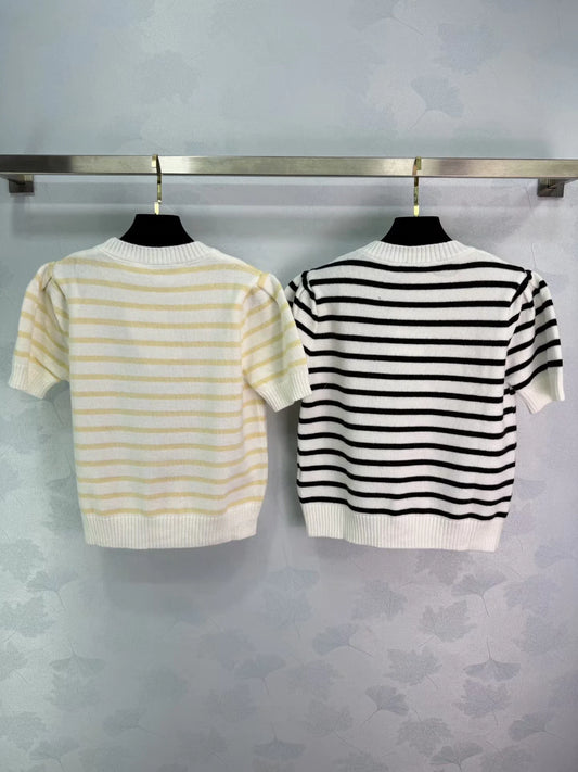 Striped Floral Short-Sleeve T-Shirt
