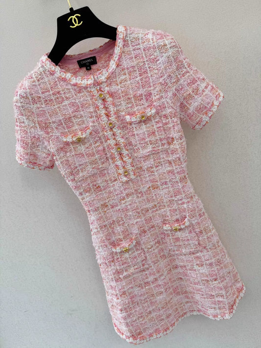 26ss Tweed Short-Sleeve Dress