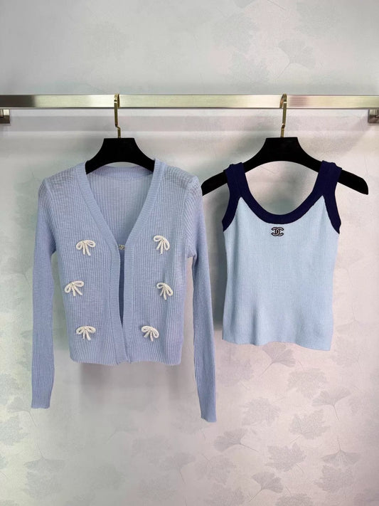 26ss Knit Cardigan and Vest Two-Piece Set
