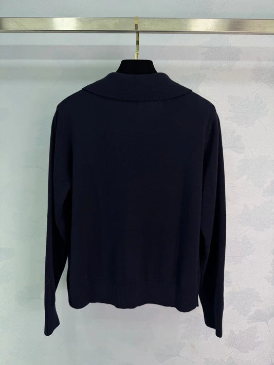 Navy Blue Knit Cardigan