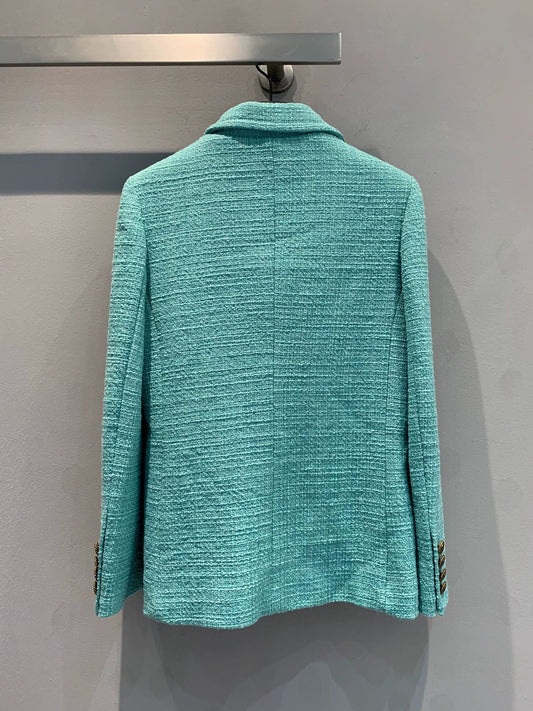 25fw Turquoise green tweed waist cinching jacket(Medieval Series)