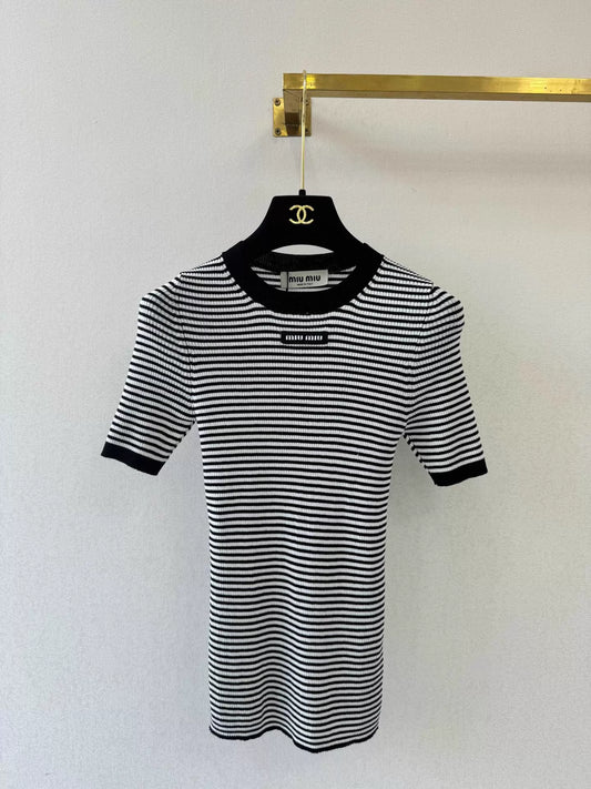 26ss Striped Knit Short-Sleeve T-Shirt