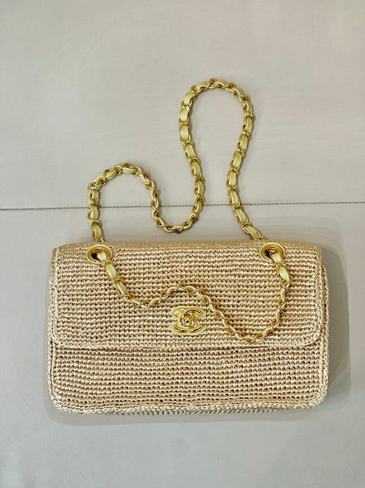 2026 Coco Beach Flap Bag Raffia Leather 143488