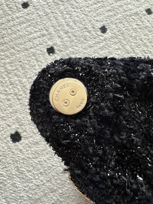 2026 Hobo Bag Black Cotton And Wool Tweed