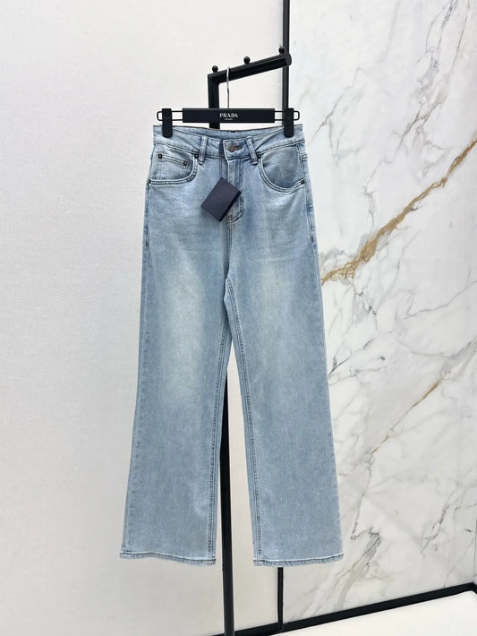 Minimalist Versatile Printed Straight-Leg Jeans