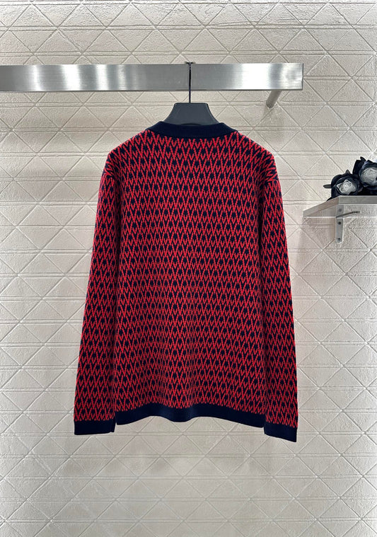 25fw new V-neck jacquard knitted cardigan