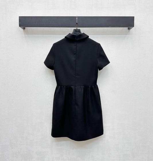 25fw new lapel short-sleeved dress