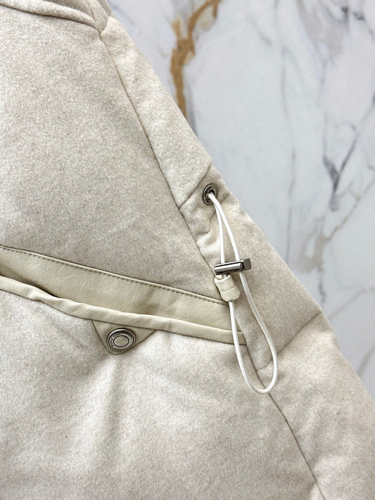 25 New drawstring waistband woolen down vest jacket