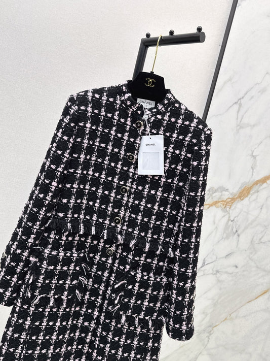 25 New Positioning Plaid Woven Long Dress