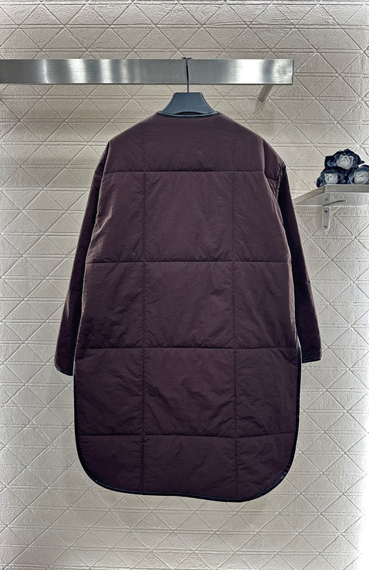 25fw new round neck oblique lapel cotton jacket