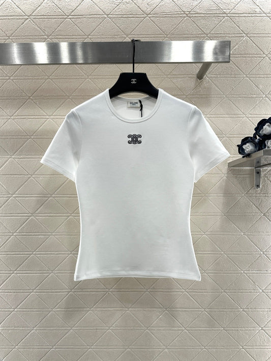 Round neck embroidered short sleeve