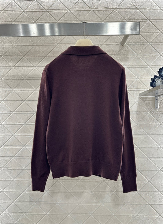Knit Half-Open Collar Long Sleeve