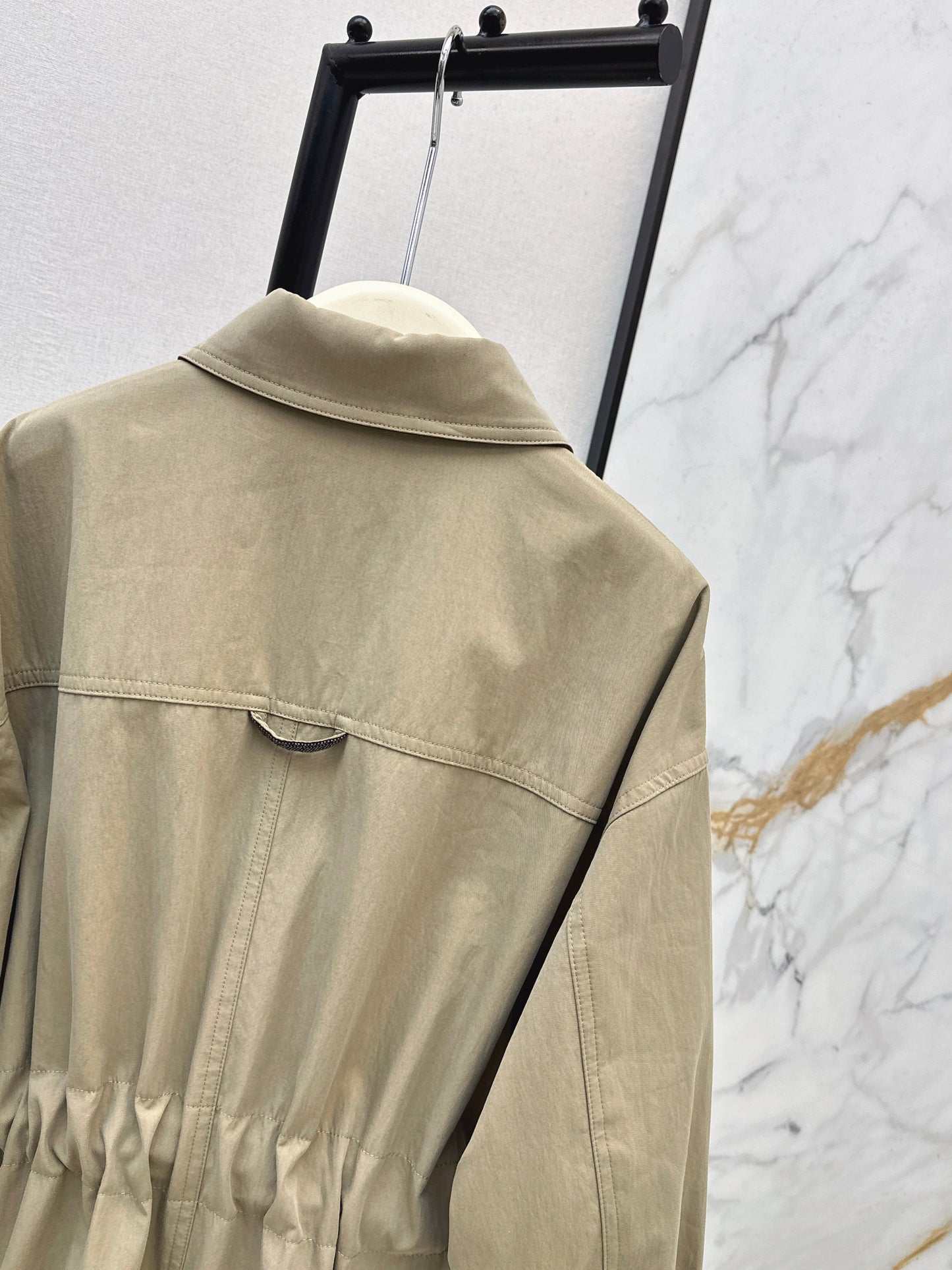 Drop-shoulder trench coat