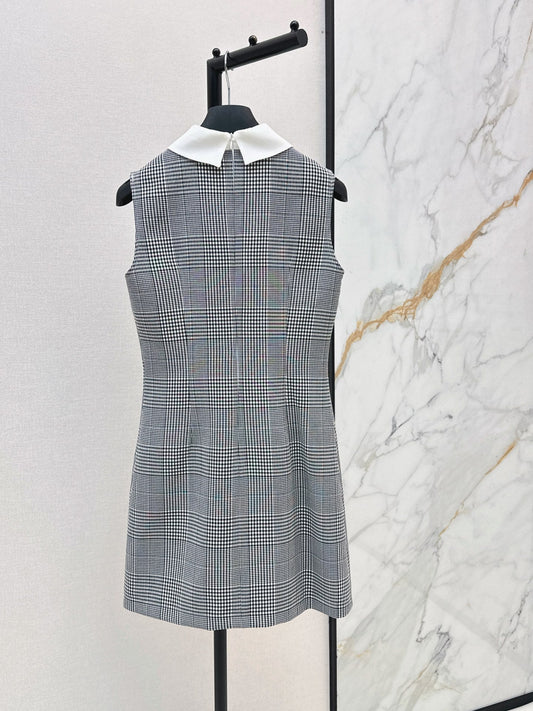 26SS NEW Color-blocked plaid vest dress with lapel 🖤