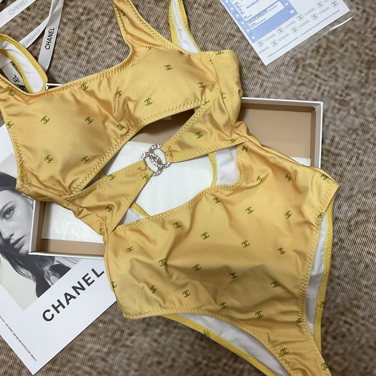26SS NEW Yellow One-Piece Swimsuit π