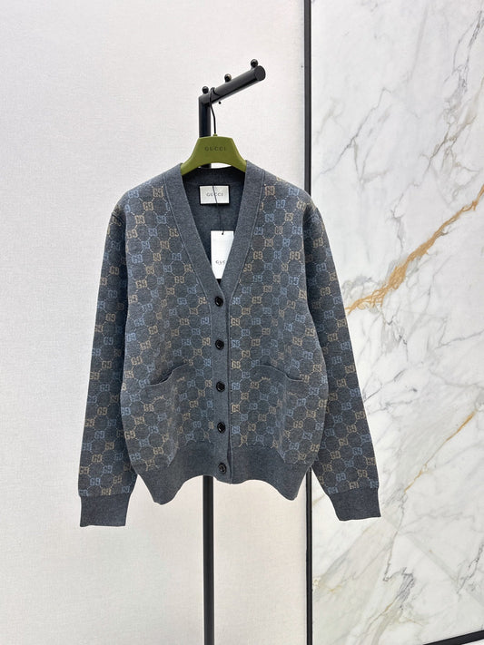 🔥Highest Quality🔥26FW New Limited Edition V-Neck Cardigan with Colorful GG Pattern 🖤