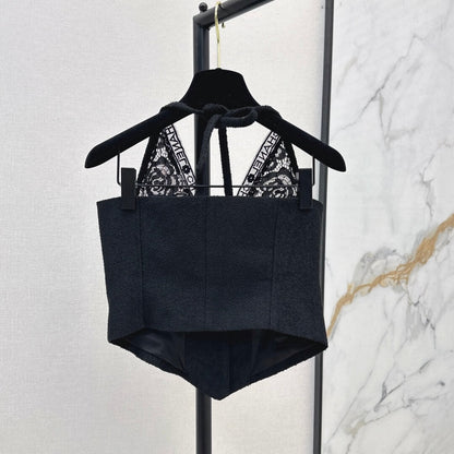 Sexy Lace Bandeau Halter Neck Top