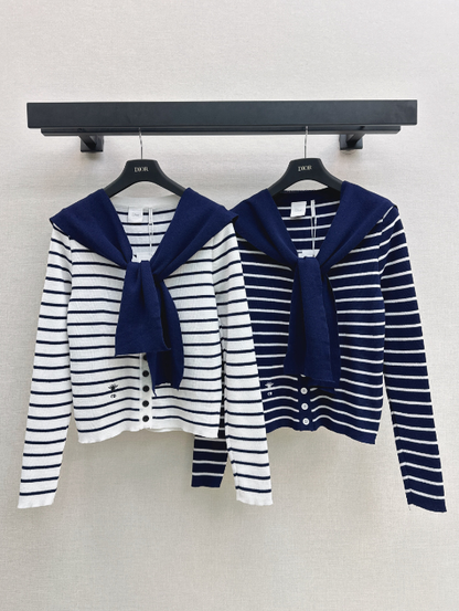 Dior/26 Early Autumn Latest Striped Knit Cardigan
