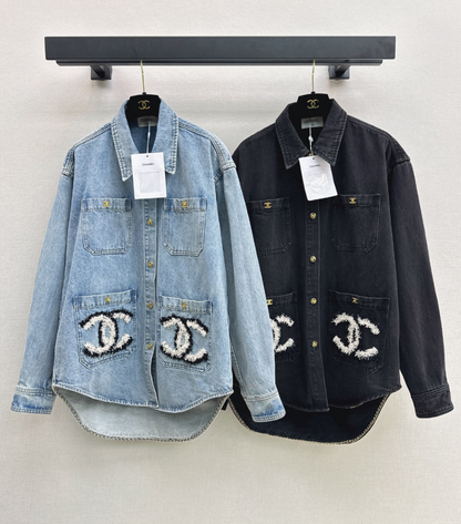 26Latest Autumn/Winter "Coco Girl" Style: Vintage-Wash Denim Jacket with Shirt Collar