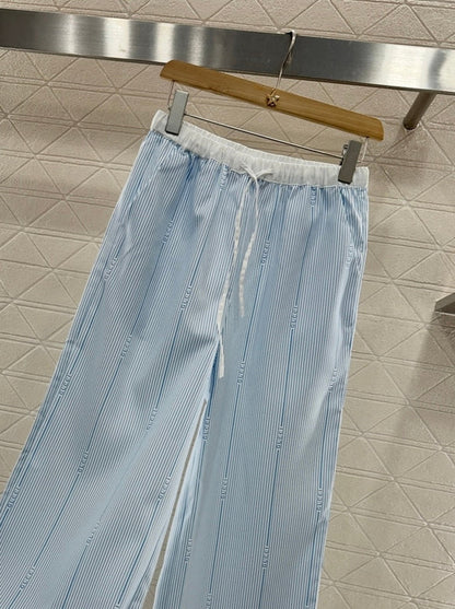 2025 new product Drawstring striped trousers