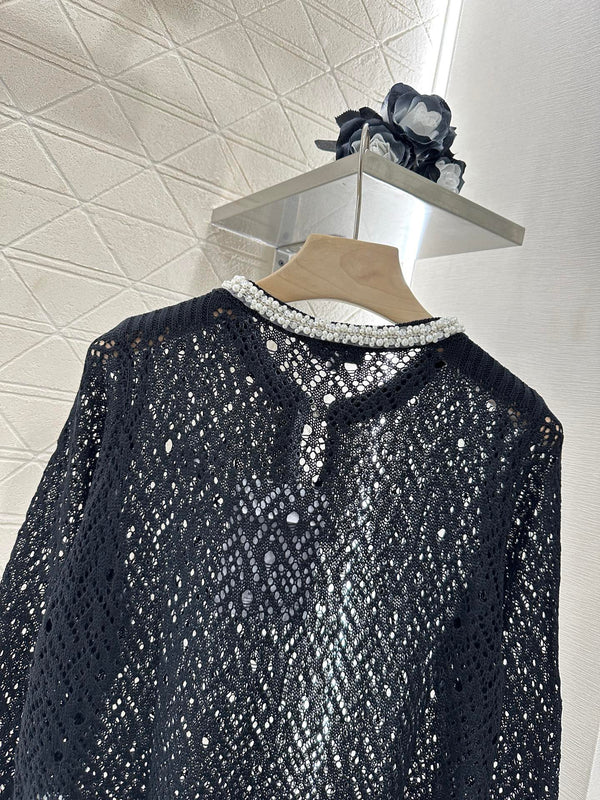 2025 new product Pearl hollow long sleeves