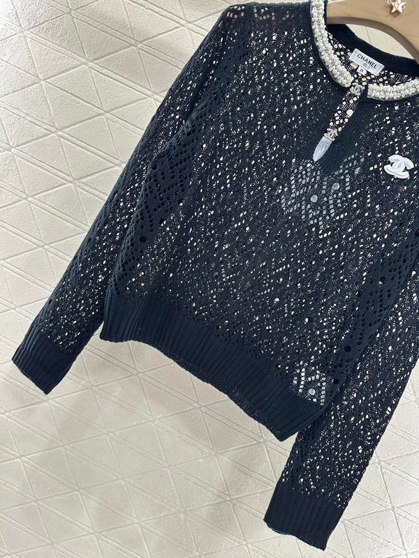 2025 new product Pearl hollow long sleeves