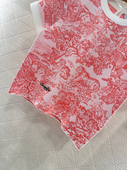 2025 new product Jacquard knitted short sleeves