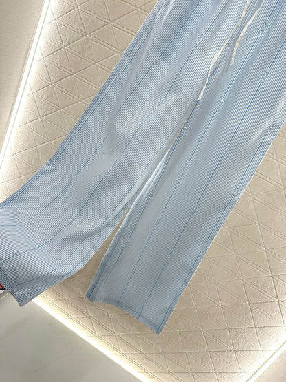 2025 new product Drawstring striped trousers