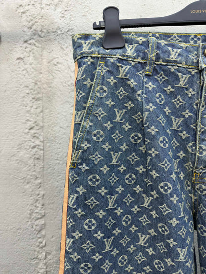Jacquard full-print seam jeans