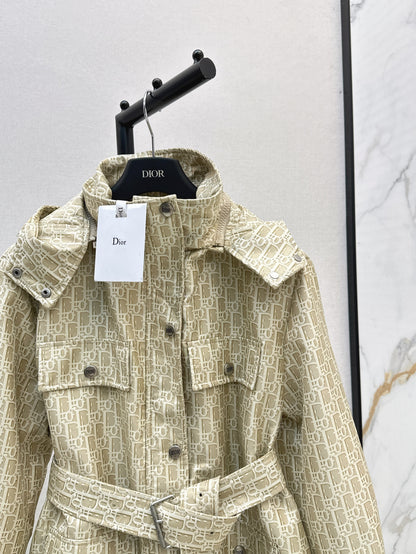 Hooded mid-length jacket
