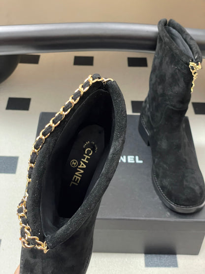Chain boots suede short boots