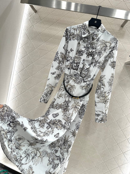 25fw Printed belt dress