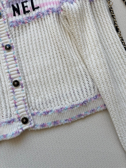 25fw Hollow knit long sleeved cardigan