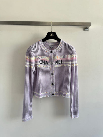 25fw Hollow knit long sleeved cardigan