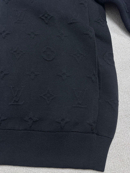 Embossed, stand-collar knitted jacket