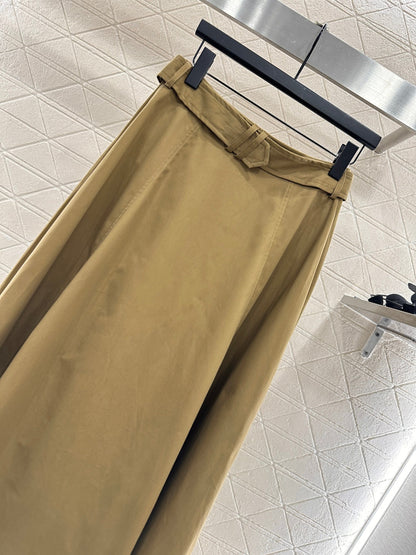 25fw Perforated waist belt high waisted umbrella skirt