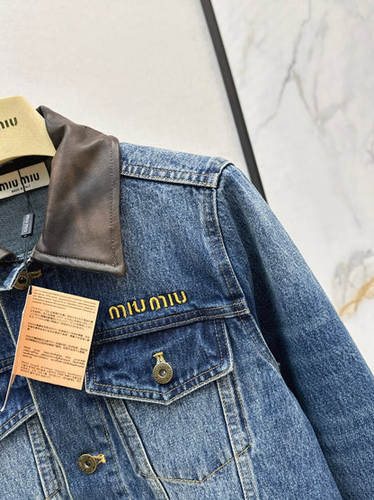 25fw Old leather collar denim jacket