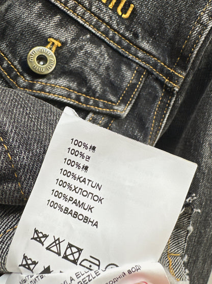 25fw Old leather collar denim jacket