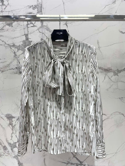 25fw Ribbon tie silk shirt